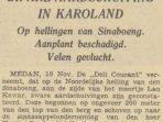 Longsor di dataran tinggi Karo. Harian Algemeen Handelsblad tanggal 10-11-1939